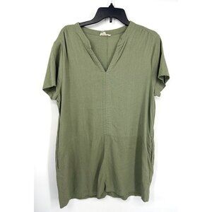 Boutique Cotton Bleu Womens Linen Blend Shirt Dress Green Size Small Pockets